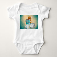 Diaper cake A diaper cake Tricycle with blue ribbo