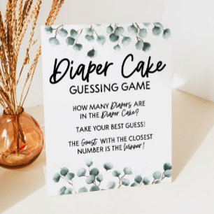 Diaper Cake Guessing Baby Shower Game Pedestal Sign
