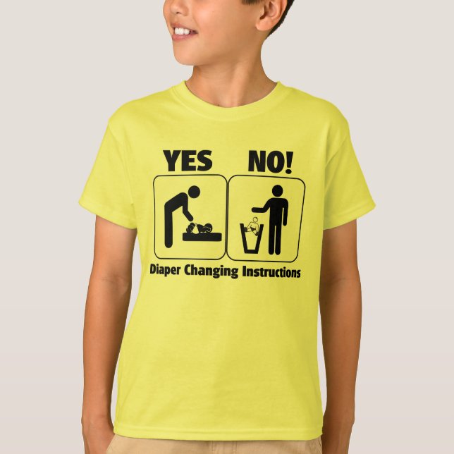 Diaper Changing Instructions T-Shirt (Front)