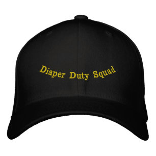 Diaper Duty Squad Front Back Black Flexfit Wool Embroidered Hat