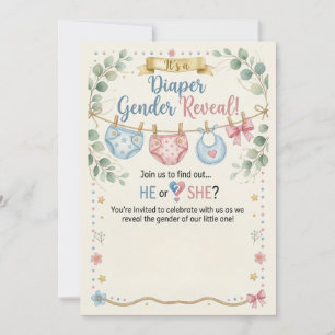 Diaper Gender Reveal Invitation