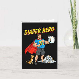 Diaper Hero Funny Cartoon Dad Design For New Fathe Card