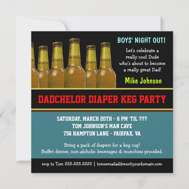 Diaper Keg - Dadchelor Beer Party Invitations (Front)