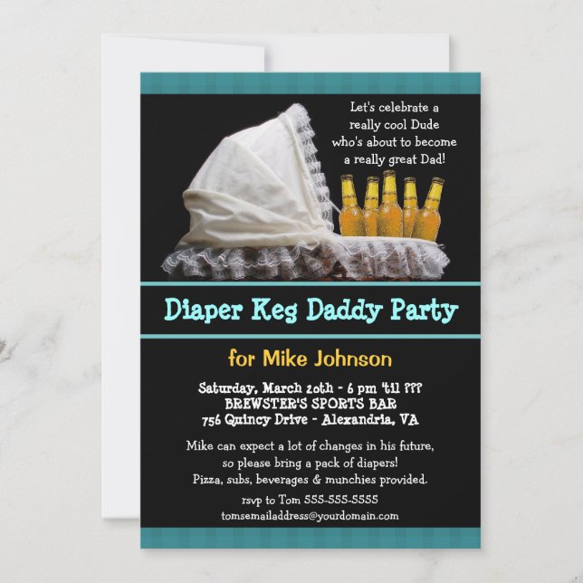 Diaper Keg Invitations - Dadchelor Beer Party (Front)