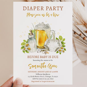Diaper Party Beer Before Baby is Due Baby Shower Invitation