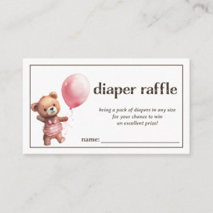 Diaper Raffle Baby Girl Shower Enclosure Card