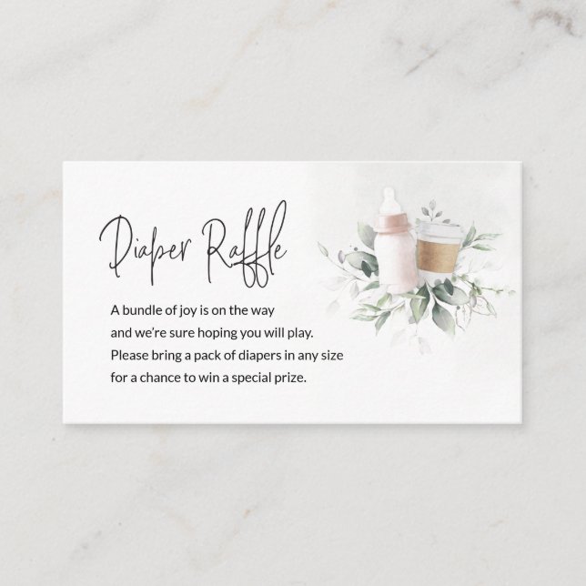 Diaper Raffle Baby is Brewing Coffee Pink Enclosure Card (Front)