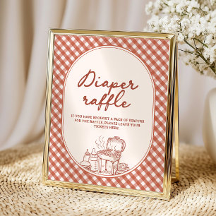 Diaper Raffle Baby Q BBQ Couples Baby Shower Poster