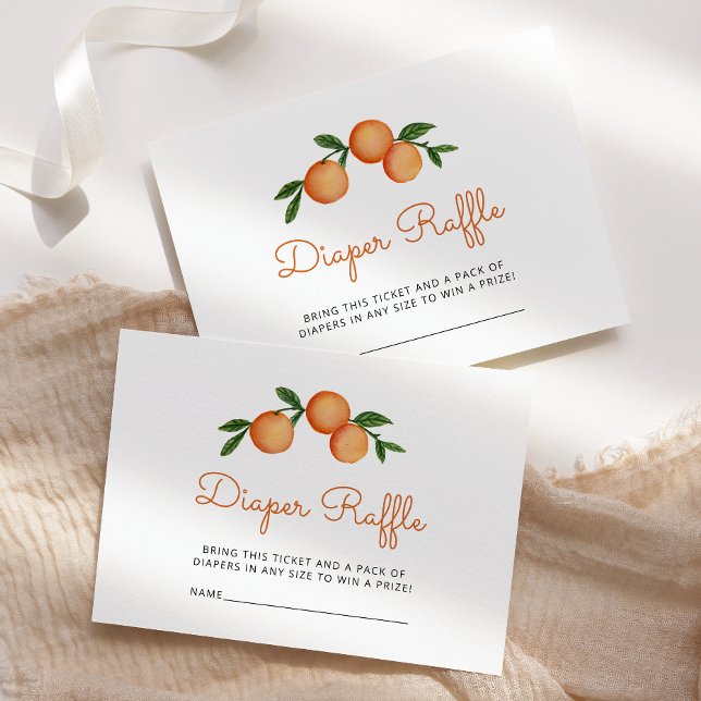 Diaper Raffle Baby Shower Citrus Orange Enclosure Card (Creator Uploaded)