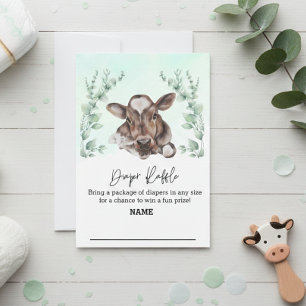 Diaper Raffle Baby Shower Cow Eucalyptus Farm  Invitation