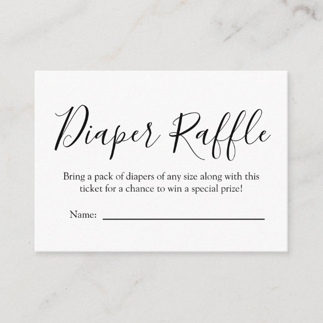 Diaper Raffle Baby Shower Enclosure Card (Front)