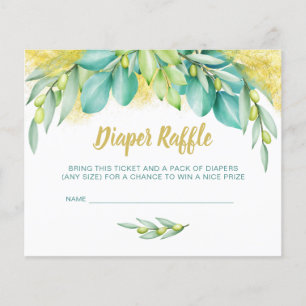 Diaper Raffle Baby Shower Eucalyptus Olive Insert