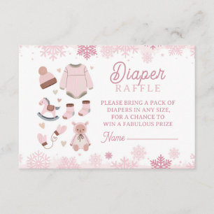 Diaper Raffle Baby Shower Girl Pink Cold Outside Enclosure Card
