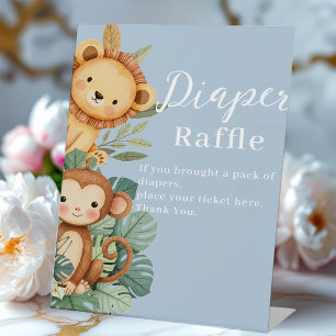 diaper raffle baby shower Jungle Safari Animals Pedestal Sign