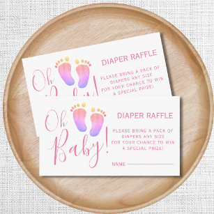 Diaper Raffle Baby Shower Pink Enclosure Card