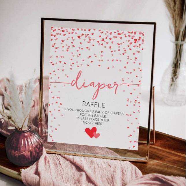 Diaper Raffle Baby Shower Sign Digital or Print (little sweetheart baby shower)