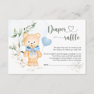 Diaper Raffle Baby Shower Teddy Bear Enclosure Card