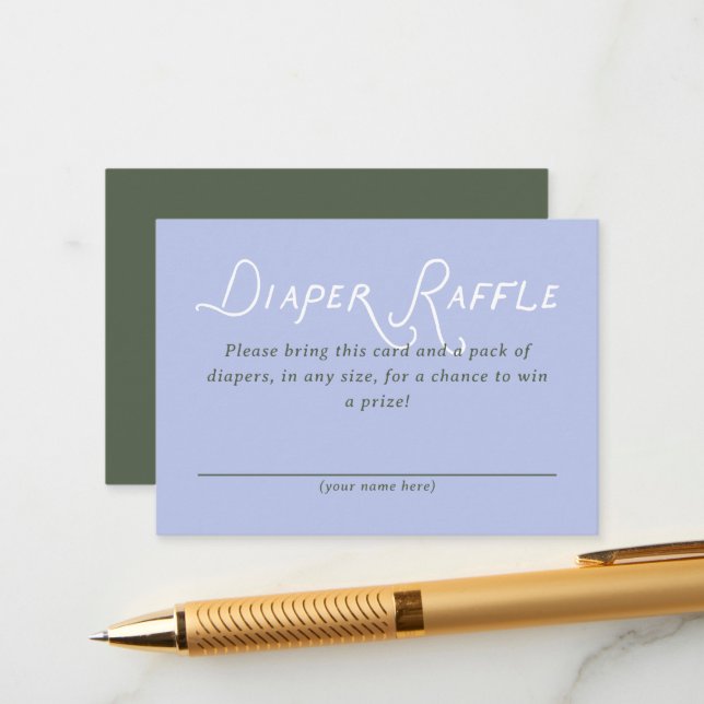 Diaper Raffle Baby Shower Ticket Enclosure Card (Front/Back In Situ)