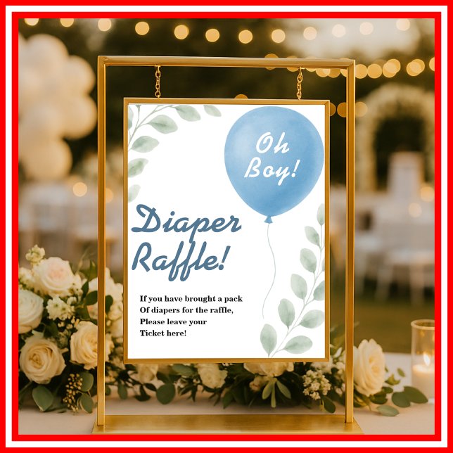 Diaper Raffle Balloon Eucalyptus Baby Shower GAME Poster (Creator Uploaded)