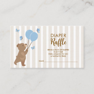 Diaper Raffle Bear Blue balloons Card