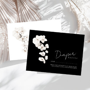 Diaper Raffle Black and White Orchids Baby Shower Enclosure Card