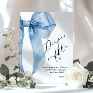 Diaper raffle Blue Bow baby boy shower Poster