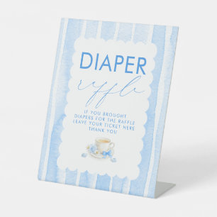Diaper Raffle Blue Boy Baby Shower Table Sign