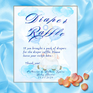 Diaper Raffle Blue Little Lamb Baby Shower Pedestal Sign