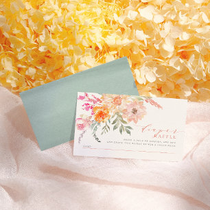 Diaper Raffle   Blush & Teal Spring Baby Shower Enclosure Card