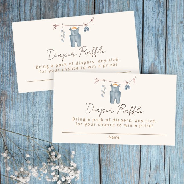 Diaper raffle boho baby clothes watercolor enclosure card (Creator Uploaded)