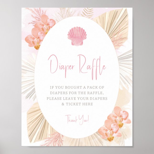 Diaper Raffle Boho Baby Girl Baby Shower Poster (Front)