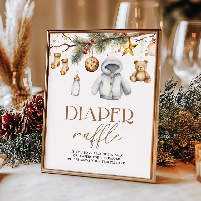 Diaper Raffle Boho Christmas Holiday Baby Shower Poster (Creator Uploaded)