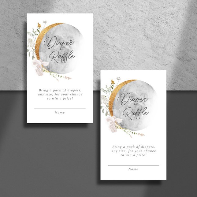 Diaper raffle boho floral moon baby shower enclosure card (Creator Uploaded)