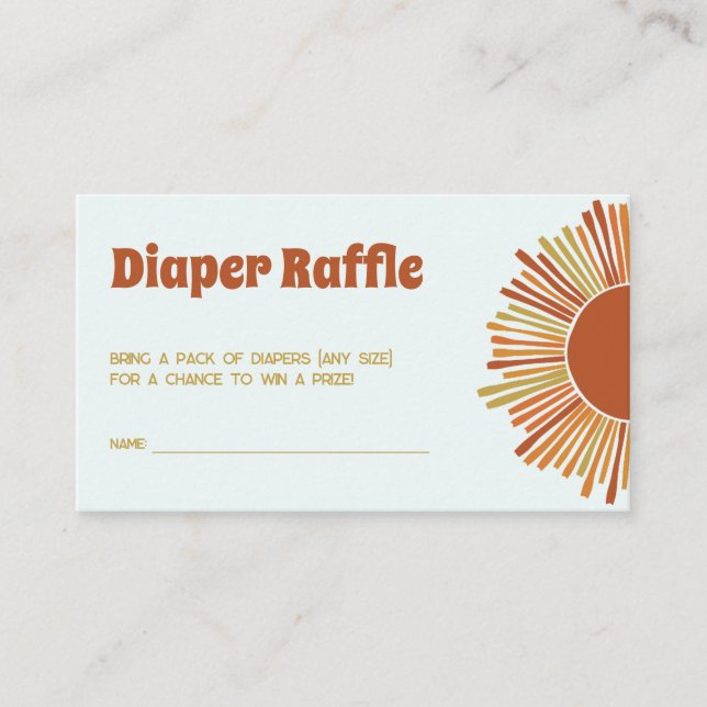 Diaper Raffle Boho Retro Boy Baby Shower Enclosure Card (Front)