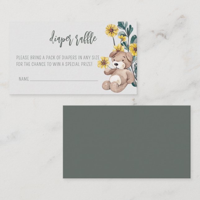 Diaper Raffle Boho Rustic Baby Shower Enclosure Card (Front/Back)