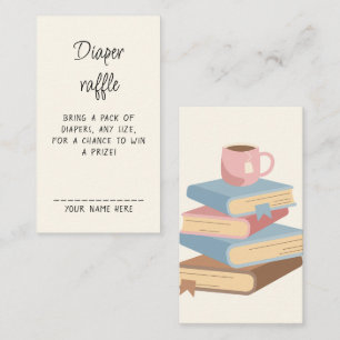Diaper Raffle Book Library Themed Baby Shower  Enclosure Card