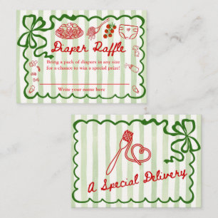 Diaper Raffle Bow Green Frame Enclosure Card
