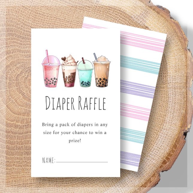 Diaper Raffle | Bubble Tea Boba Baby Shower  Enclosure Card (Creator Uploaded)