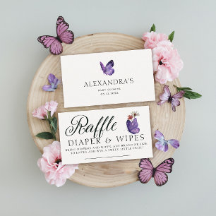 Diaper Raffle Butterfly Wild Purple Baby Shower Enclosure Card