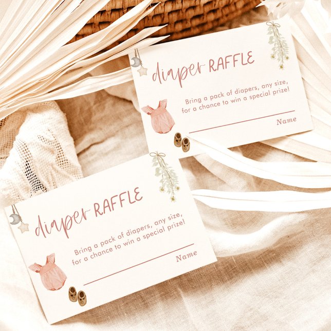 Diaper Raffle Card | Boho Girl Baby Shower (Creator Uploaded)