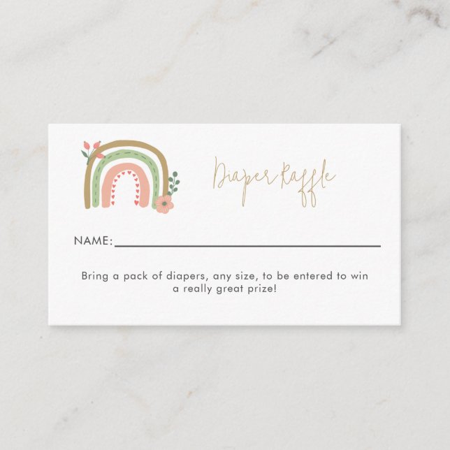 Diaper Raffle Card Boho Rainbow Baby Shower F (Front)