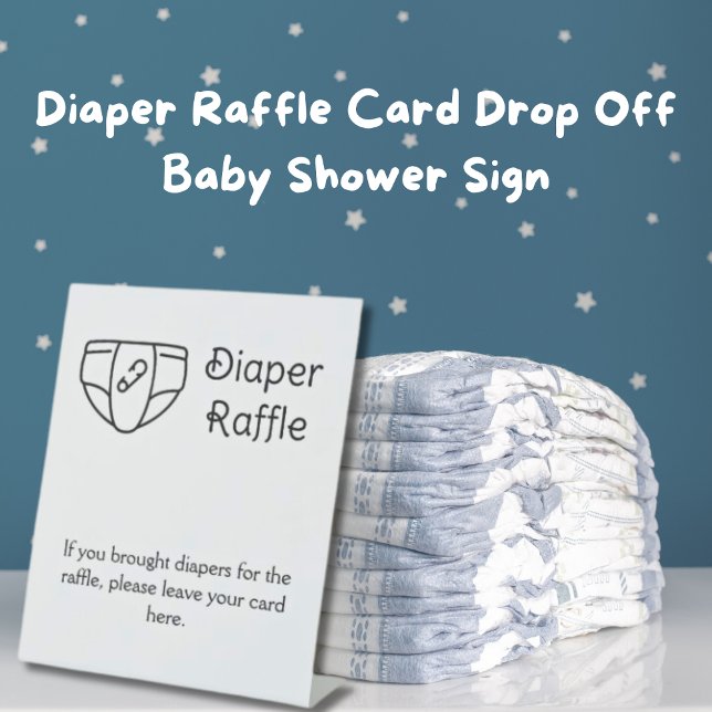 Diaper Raffle Card Drop Off Baby Shower Sign (Diaper Raffle Card Drop Off Baby Shower Pedestal Sign)