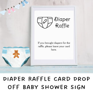 Diaper Raffle Card Drop Off Baby Shower Sign