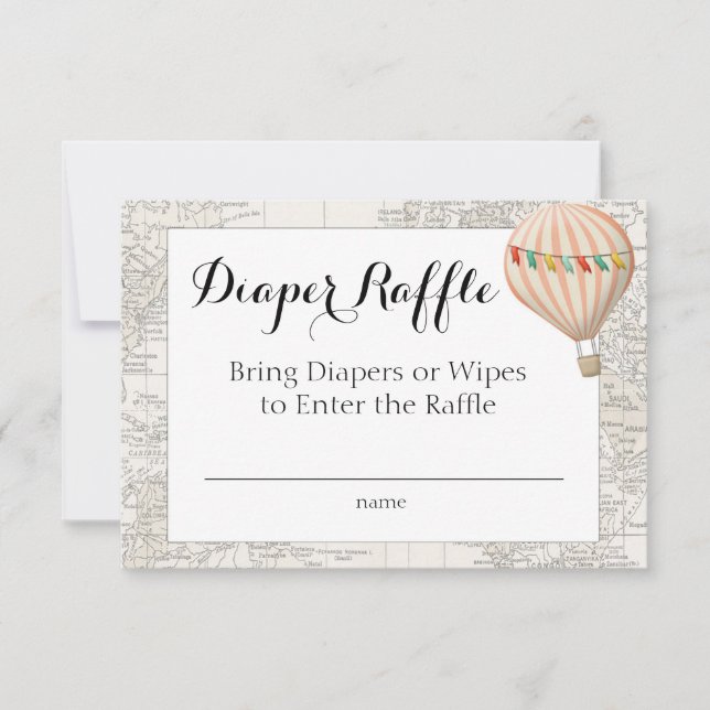 Diaper Raffle Card Hot Air Balloon Girl (Front)