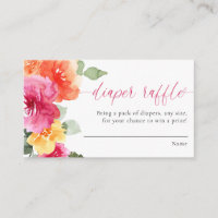 Diaper raffle cards girl baby shower pink floral