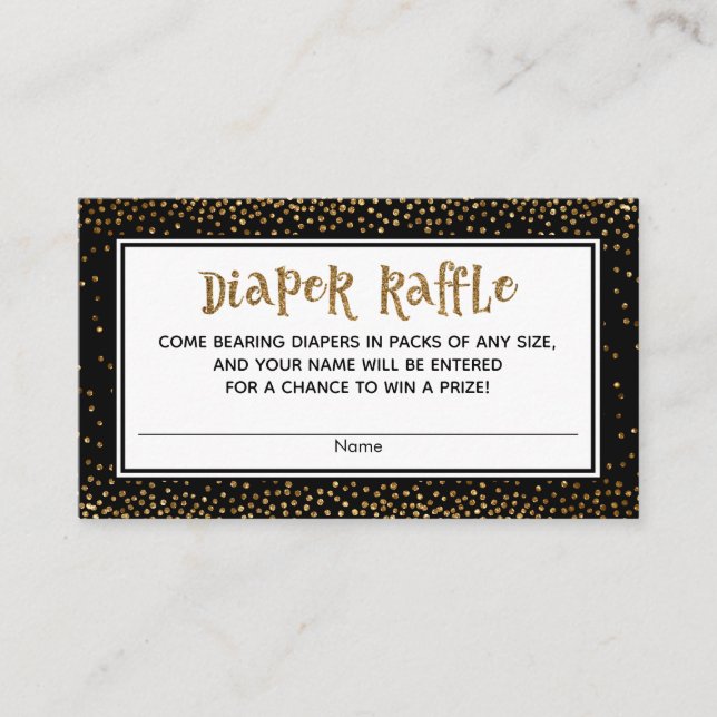 Diaper Raffle Cards with Gold Glitter Accents (Front)