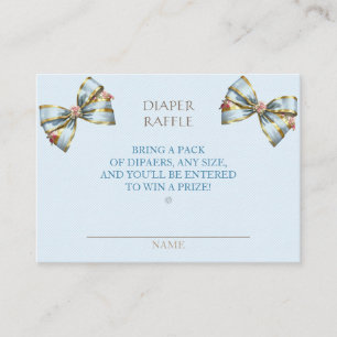 Diaper Raffle Carriage Bows Blue Gingham Enclosure Card