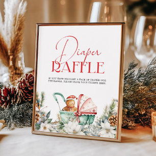 Diaper Raffle Christmas Gingerbread Baby Shower Poster