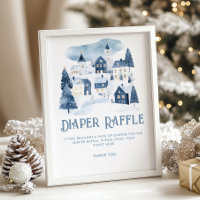 Diaper raffle Christmas village Winter Baby Shower