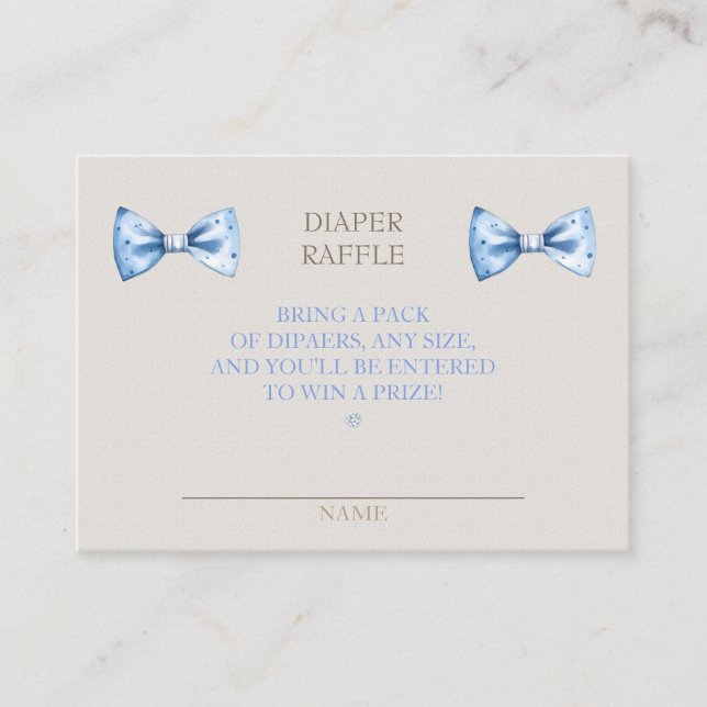 Diaper Raffle Clothesline Boy Blue Ivory Enclosure Card (Front)